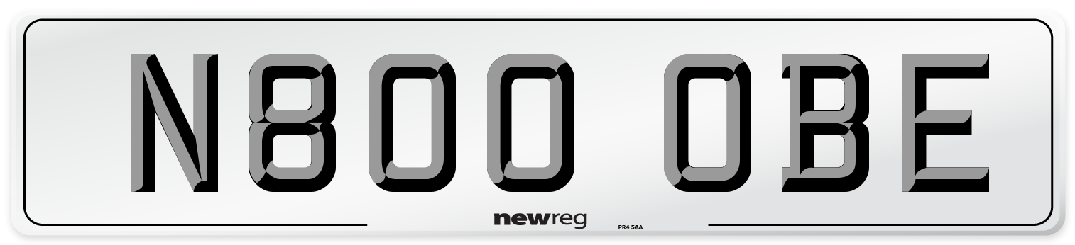 N800 OBE Number Plate from New Reg